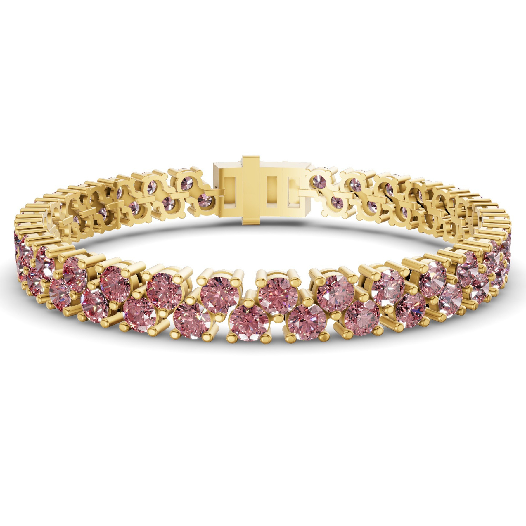 9ct Yellow Gold Isidora Round Double Row Lab Diamond Tennis Bracelet (3 Ct. Tw.) front image