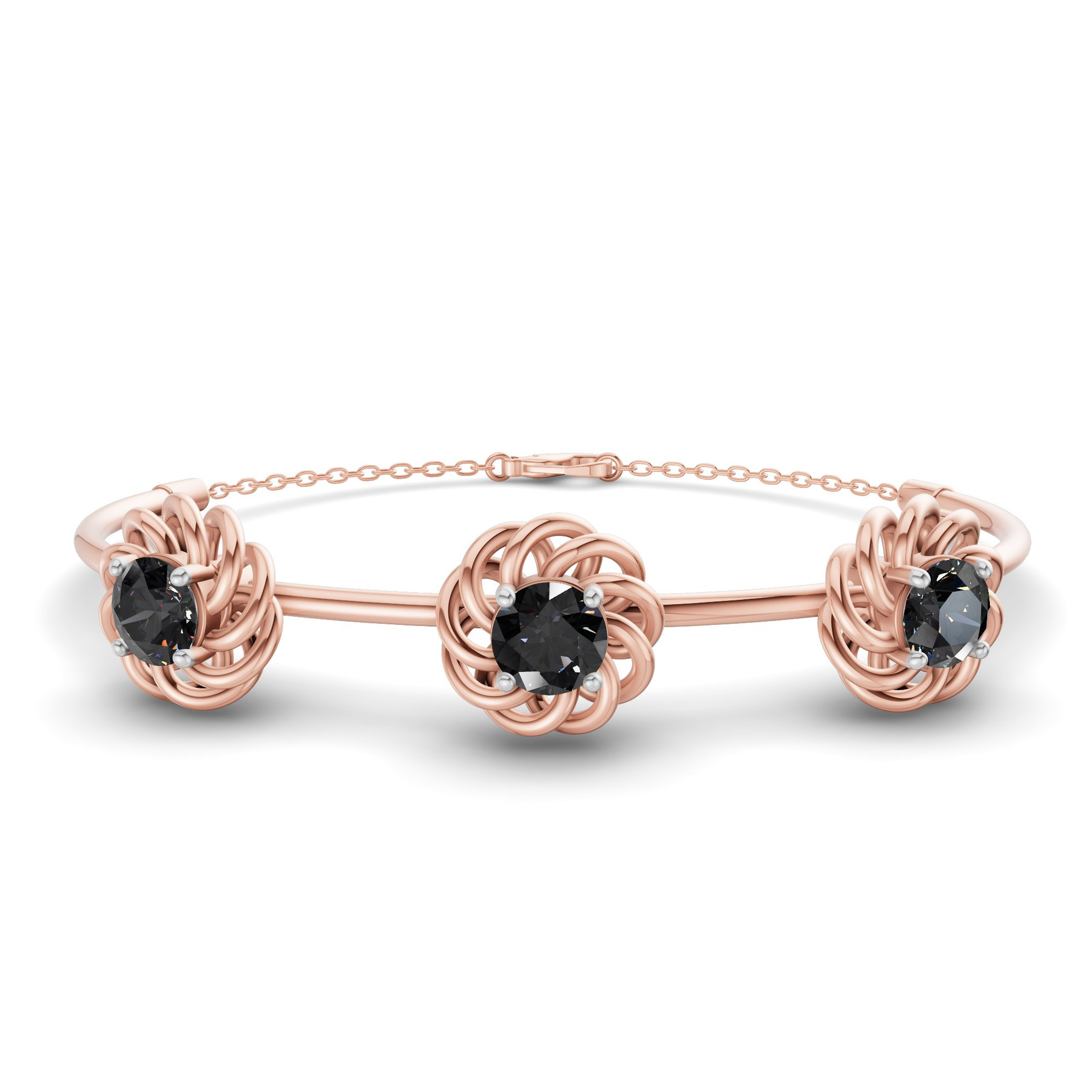 14ct Rose Gold Spiral Eleve Round Lab Diamond openable bracelet (1 Ct. Tw.) front image