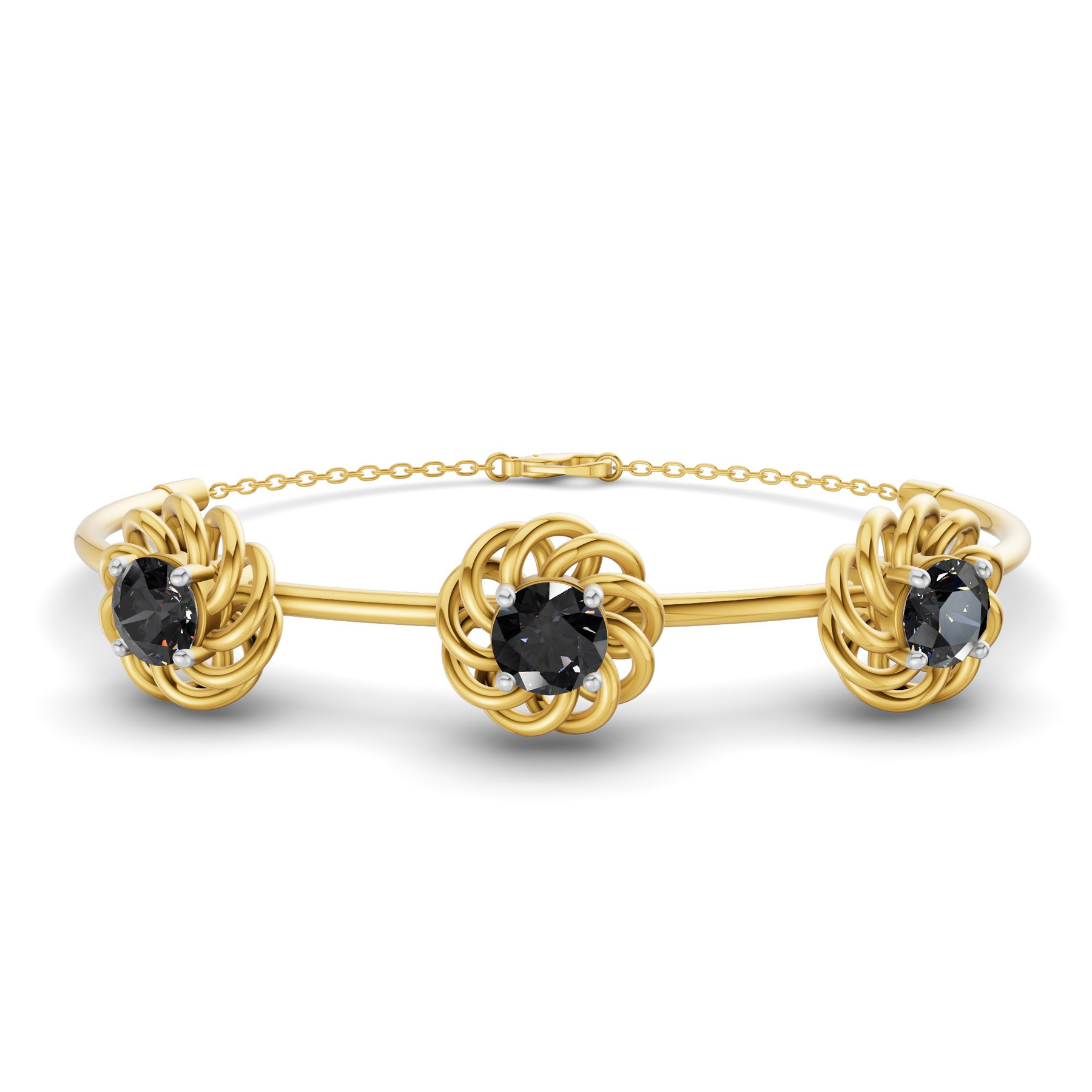 14ct Yellow Gold Spiral Eleve Round Lab Diamond openable bracelet (2 Ct. Tw.) front image