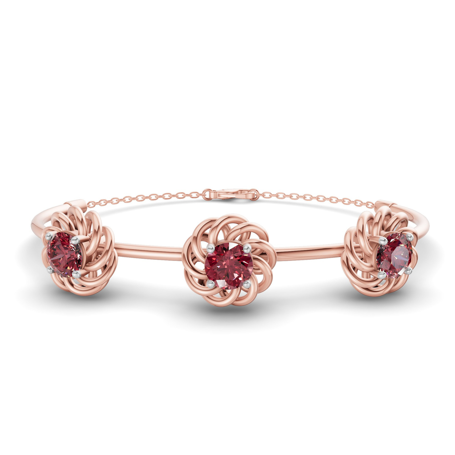 14ct Rose Gold Spiral Eleve Round Lab Diamond openable bracelet (1 Ct. Tw.) front image