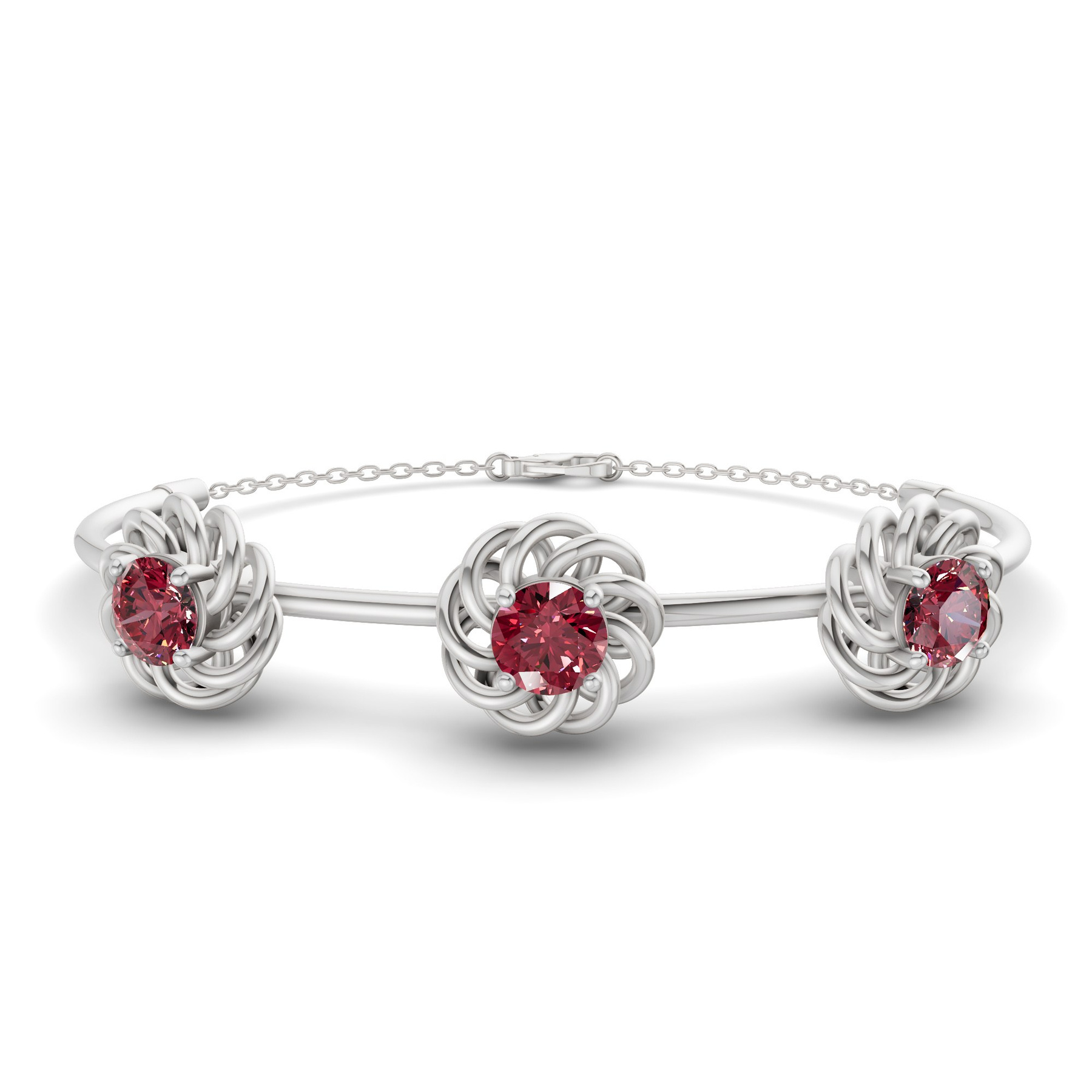 14ct White Gold Spiral Eleve Round Lab Diamond openable bracelet (1 Ct. Tw.) front image