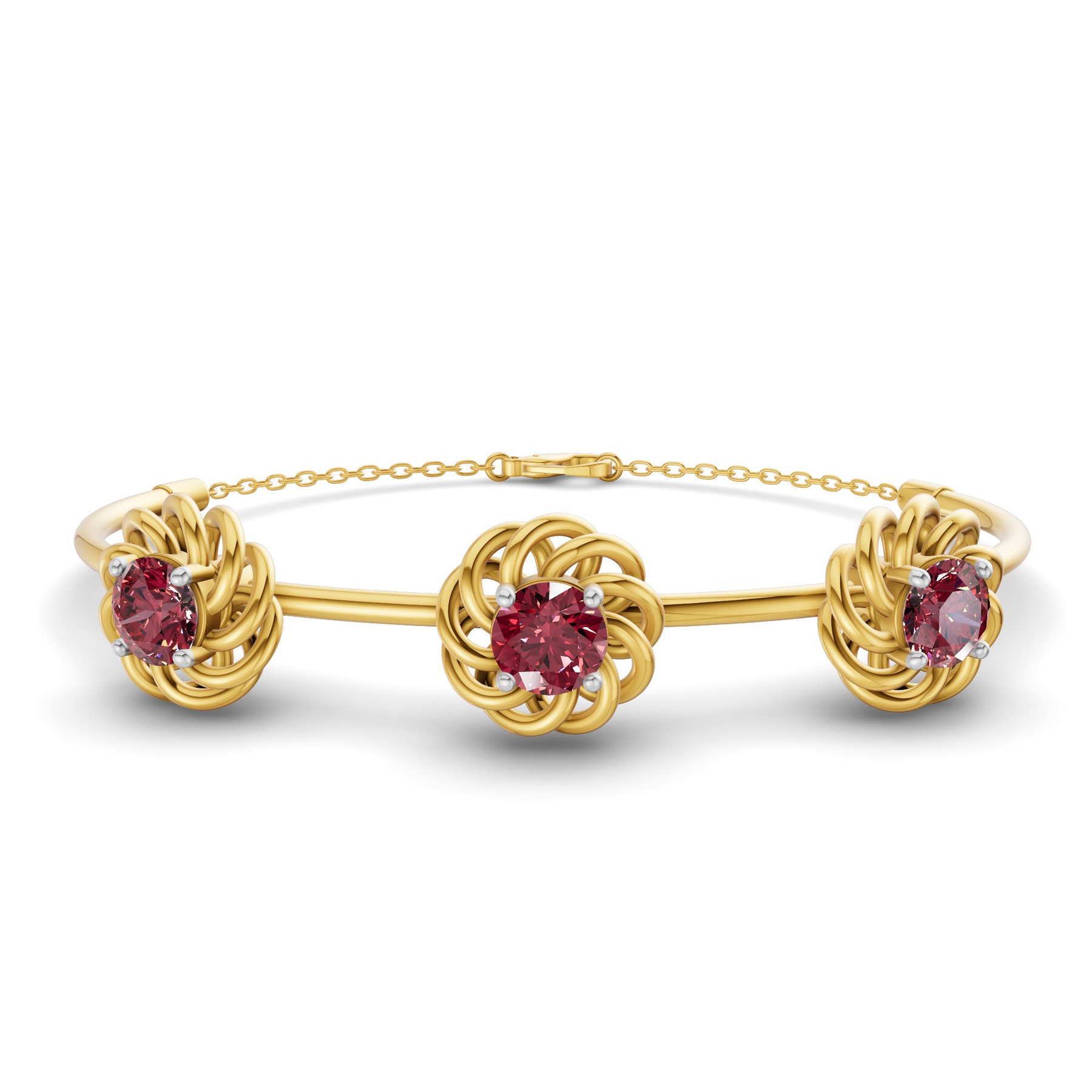 14ct Yellow Gold Spiral Eleve Round Lab Diamond openable bracelet (1 Ct. Tw.) front image