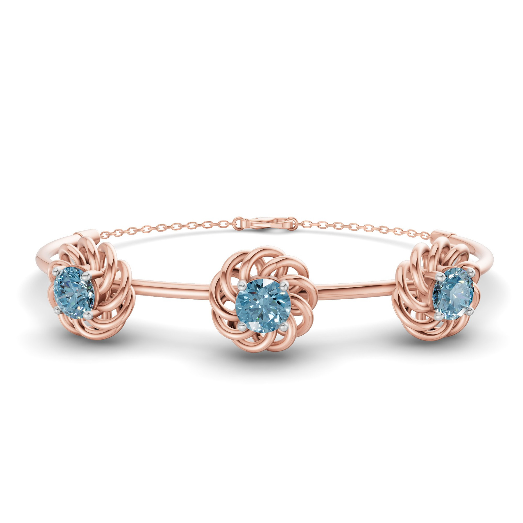 14ct Rose Gold Spiral Eleve Round Lab Diamond openable bracelet (1 Ct. Tw.) front image