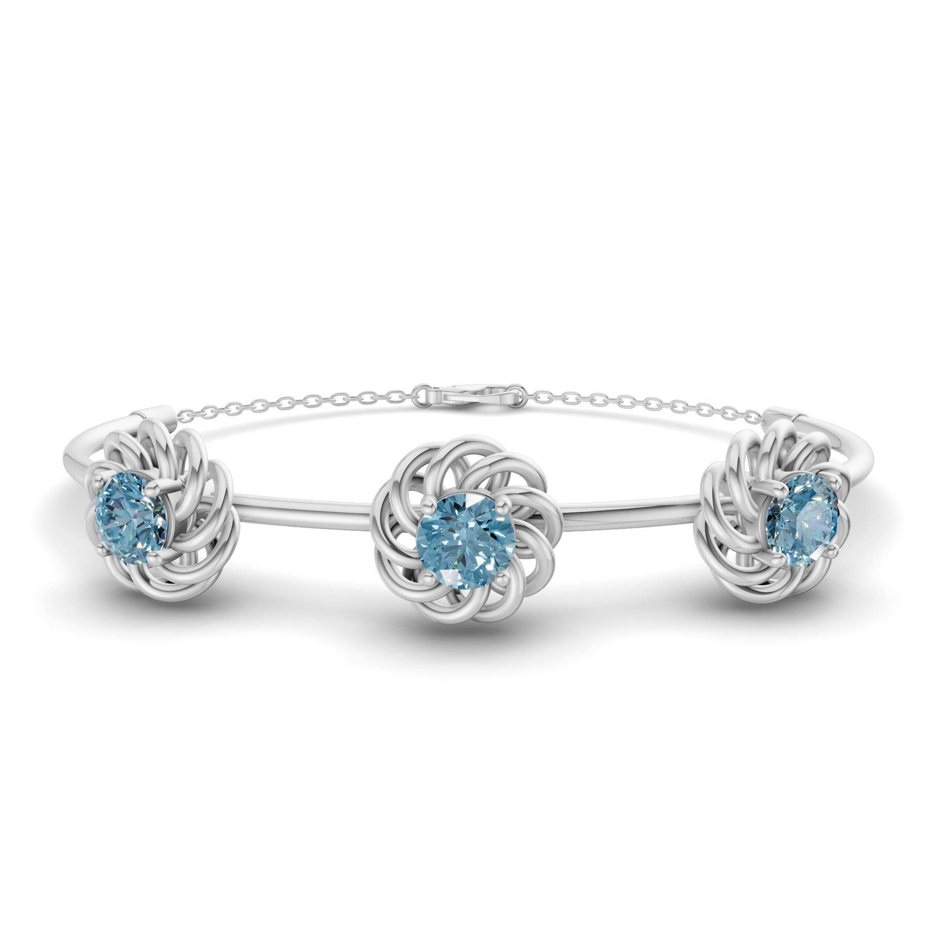 14ct White Gold Spiral Eleve Round Lab Diamond openable bracelet (1 Ct. Tw.) front image