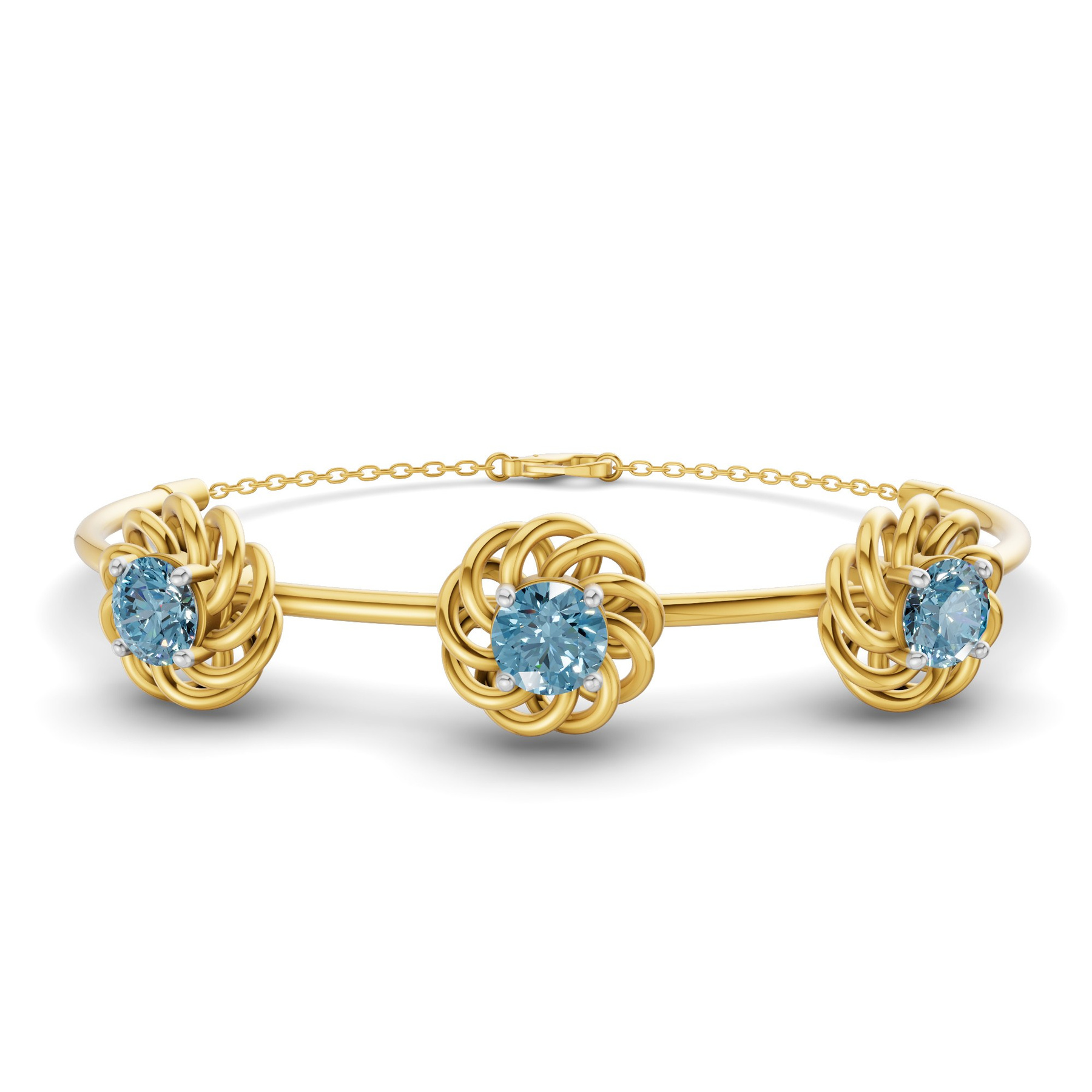 14ct Yellow Gold Spiral Eleve Round Lab Diamond openable bracelet (1 Ct. Tw.) front image