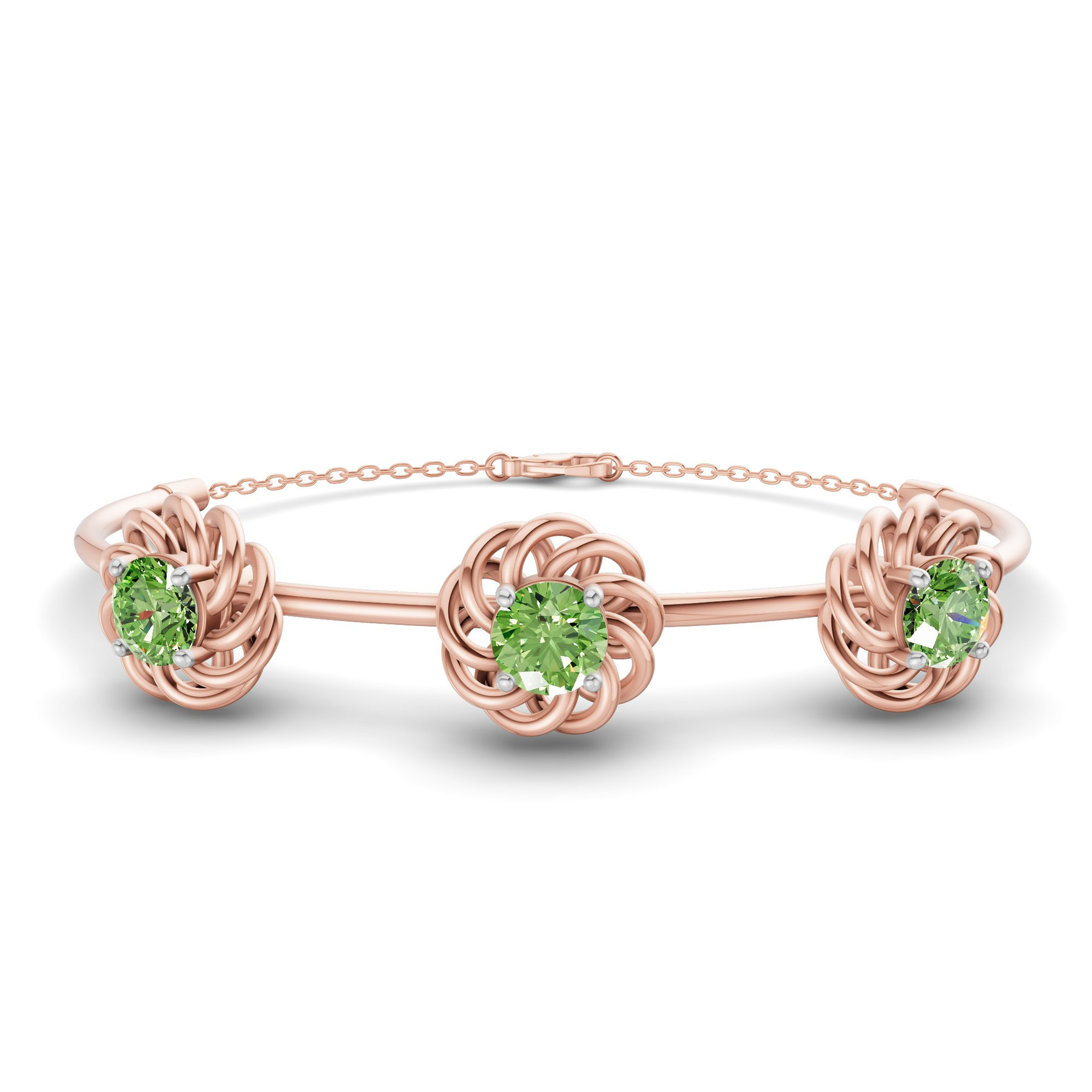 14ct Rose Gold Spiral Eleve Round Lab Diamond openable bracelet (1 Ct. Tw.) front image