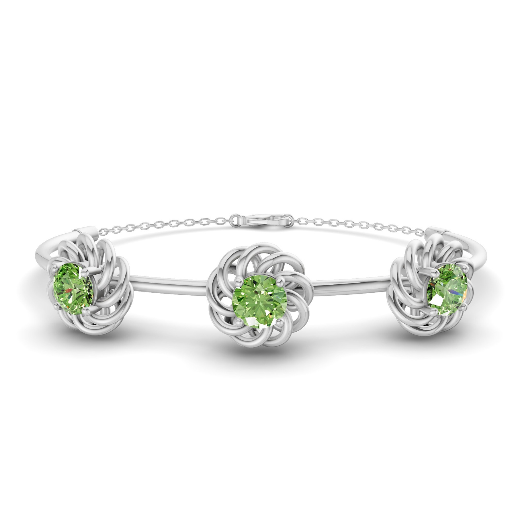 14ct White Gold Spiral Eleve Round Lab Diamond openable bracelet (2 Ct. Tw.) front image