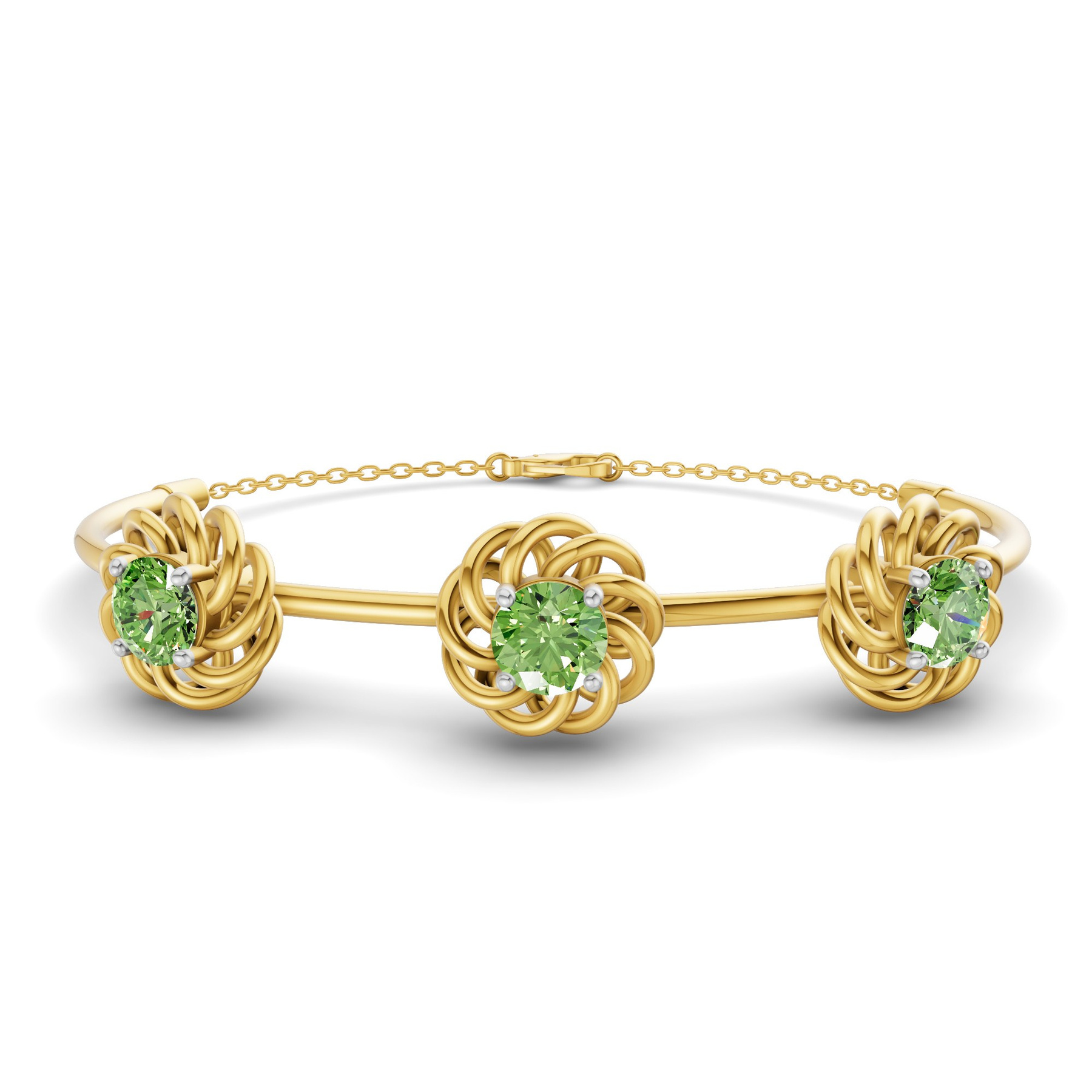 14ct Yellow Gold Spiral Eleve Round Lab Diamond openable bracelet (2 Ct. Tw.) front image