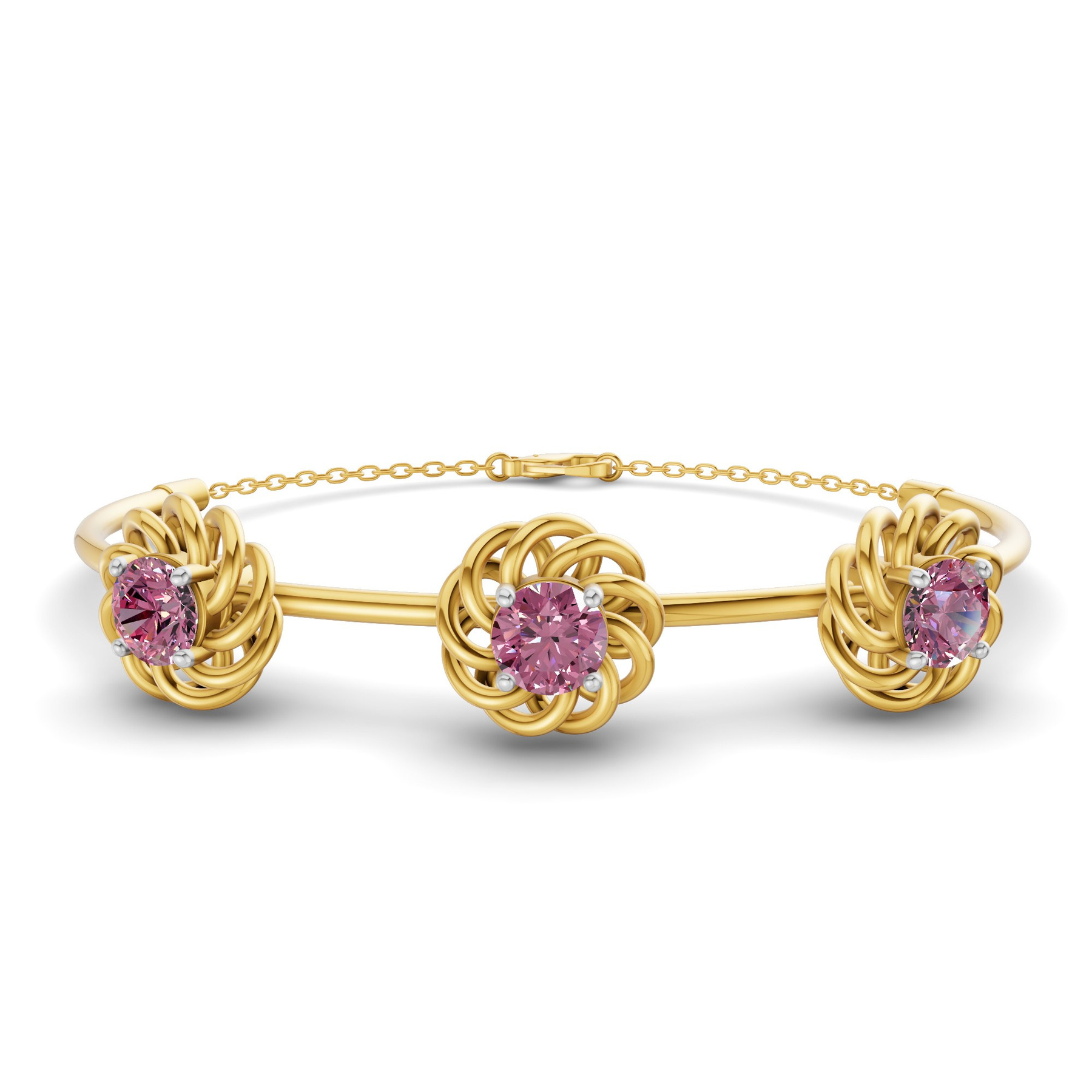 14ct Yellow Gold Spiral Eleve Round Lab Diamond openable bracelet (1 Ct. Tw.) front image