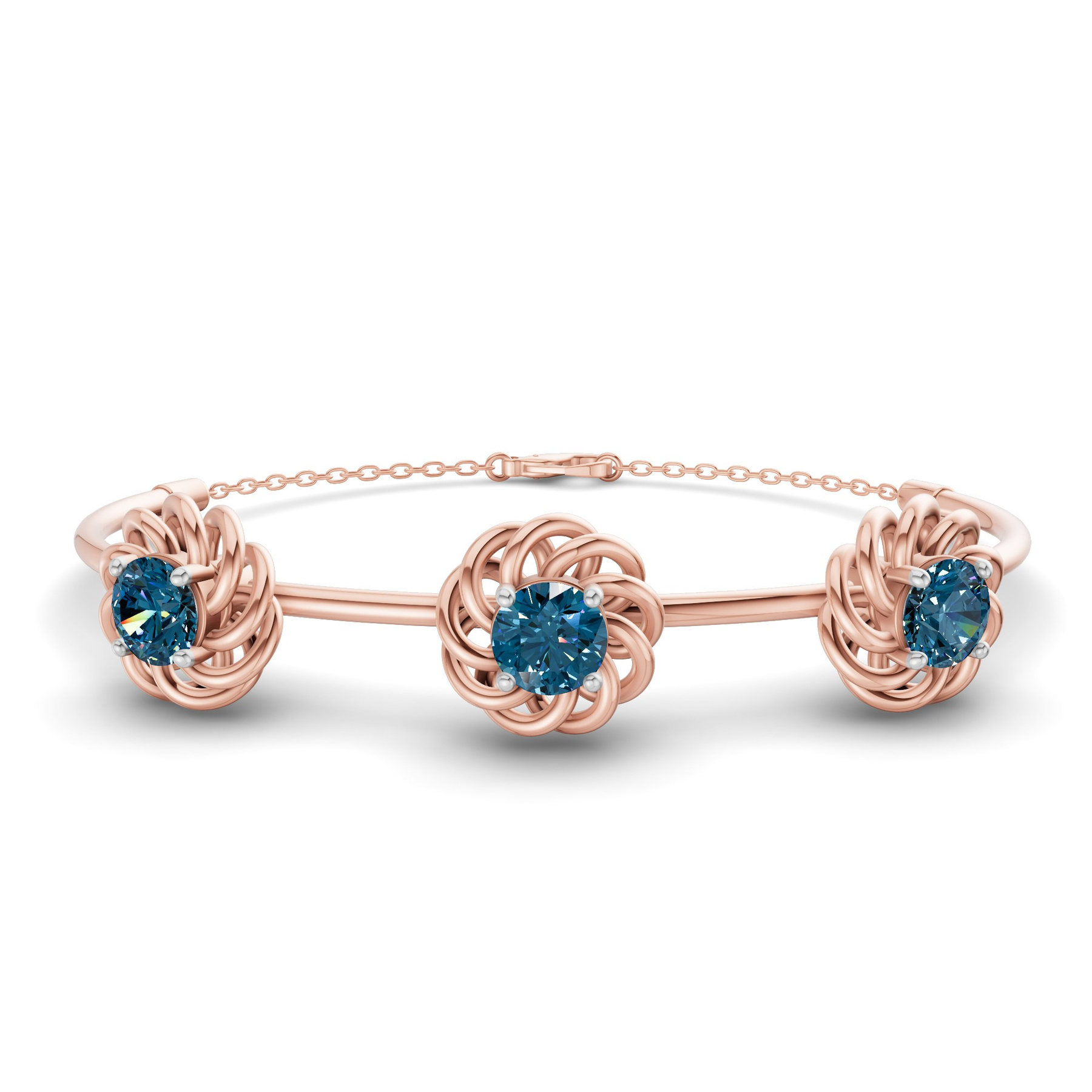 14ct Rose Gold Spiral Eleve Round Lab Diamond openable bracelet (1 Ct. Tw.) front image