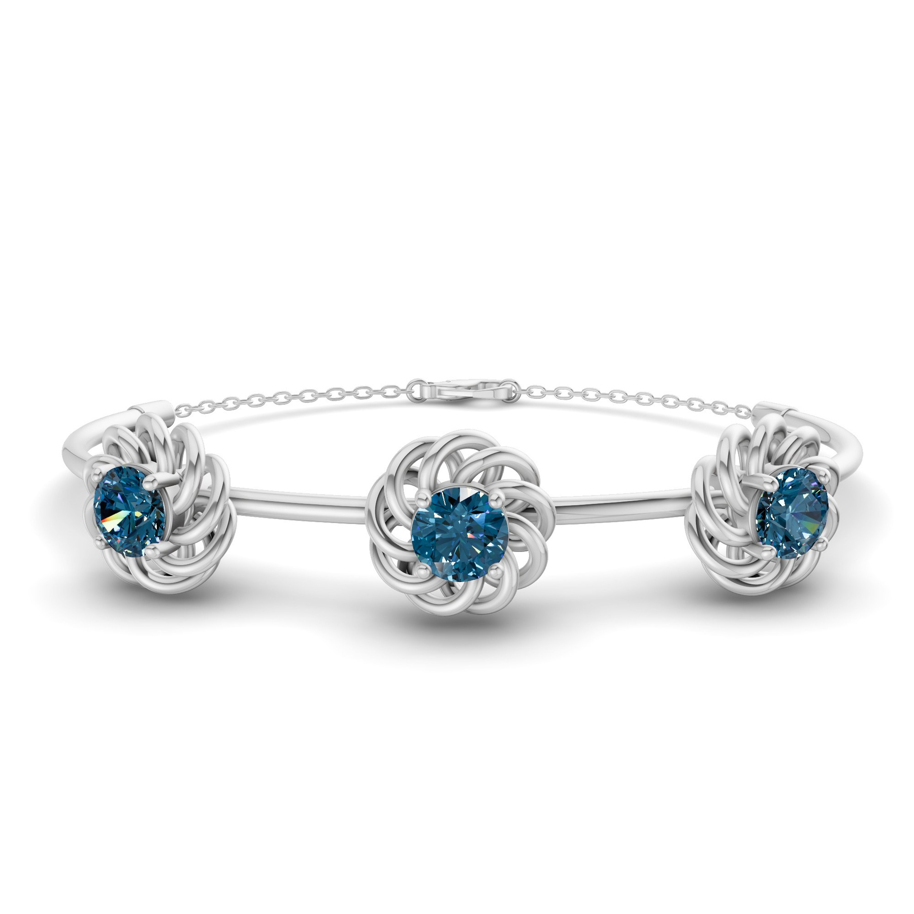 14ct White Gold Spiral Eleve Round Lab Diamond openable bracelet (2 Ct. Tw.) front image