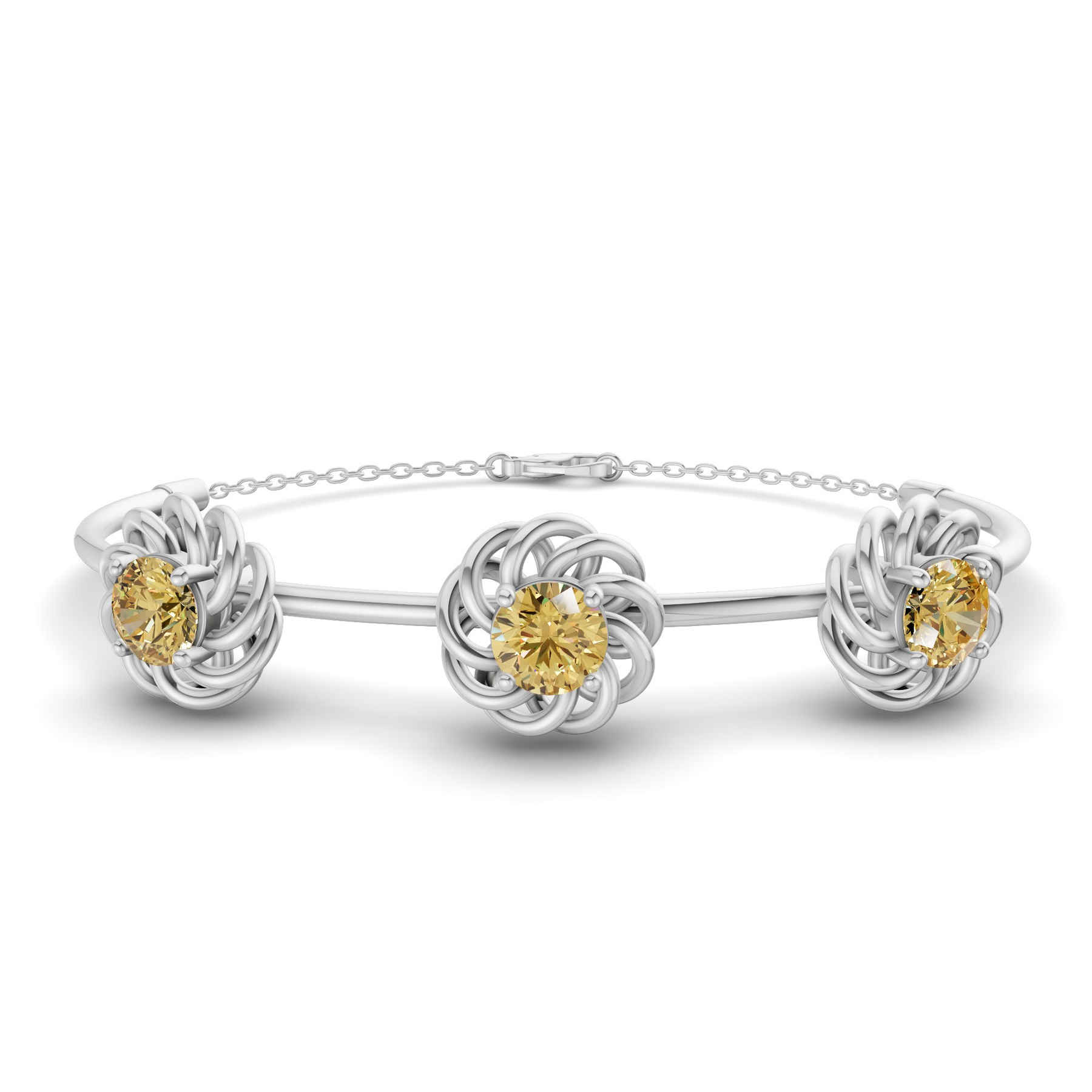 14ct White Gold Spiral Eleve Round Lab Diamond openable bracelet (1 Ct. Tw.) front image
