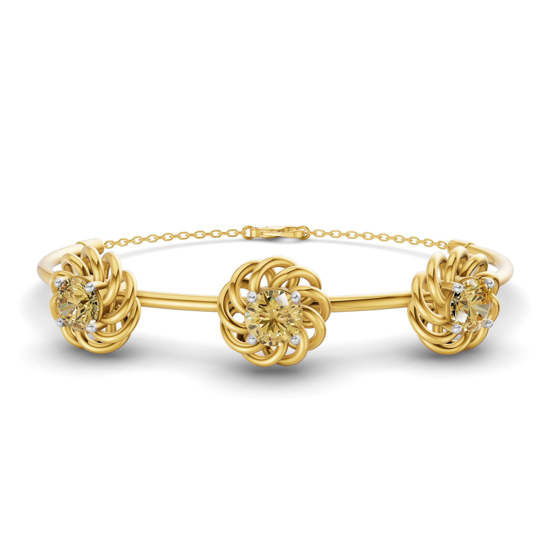 14ct Yellow Gold Spiral Eleve Round Lab Diamond openable bracelet (1 Ct. Tw.) front image