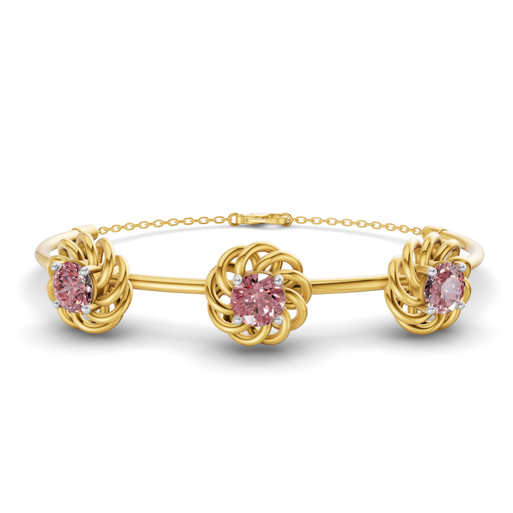 14ct Yellow Gold Spiral Eleve Round Lab Diamond openable bracelet (1 Ct. Tw.) front image