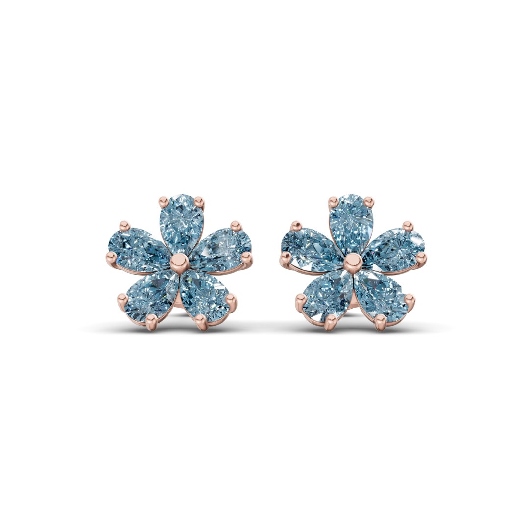 14kt Rose Gold Daisy Flower Fashion Lab Diamond Stud Earrings (1 Ct. Tw.) front image