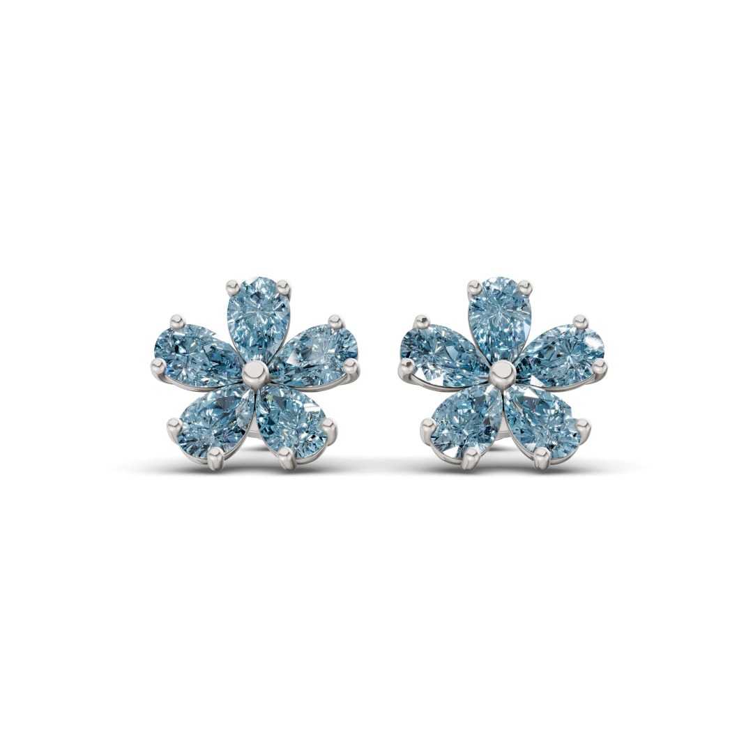 9ct White Gold Daisy Flower Fashion Lab Diamond Stud Earrings (1 Ct. Tw.) front image