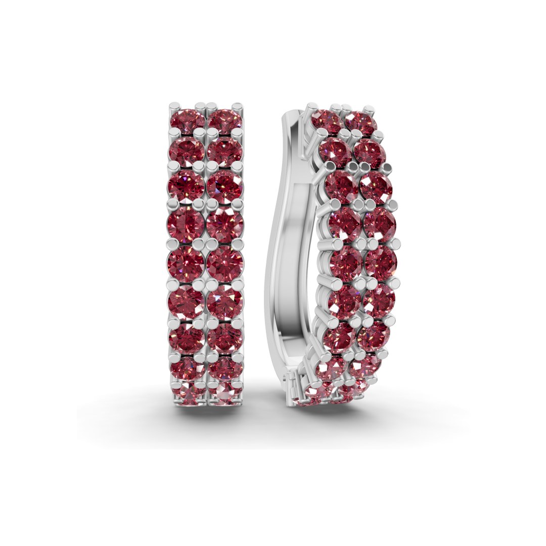 9ct White Gold Gracie Double Row Round Lab Diamond Hoop Earrings (1 Ct. Tw.) front image
