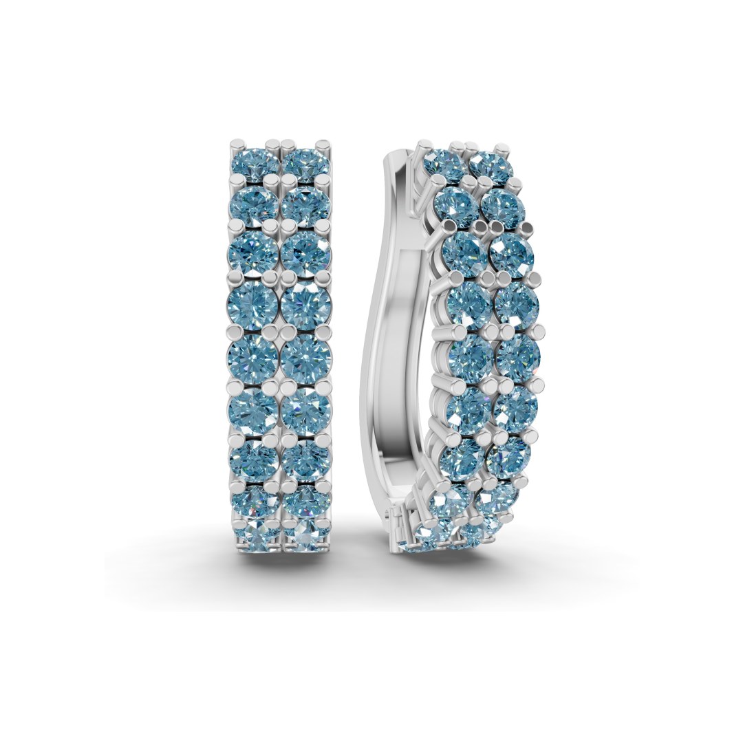 9ct White Gold Gracie Double Row Round Lab Diamond Hoop Earrings (1 Ct. Tw.) front image