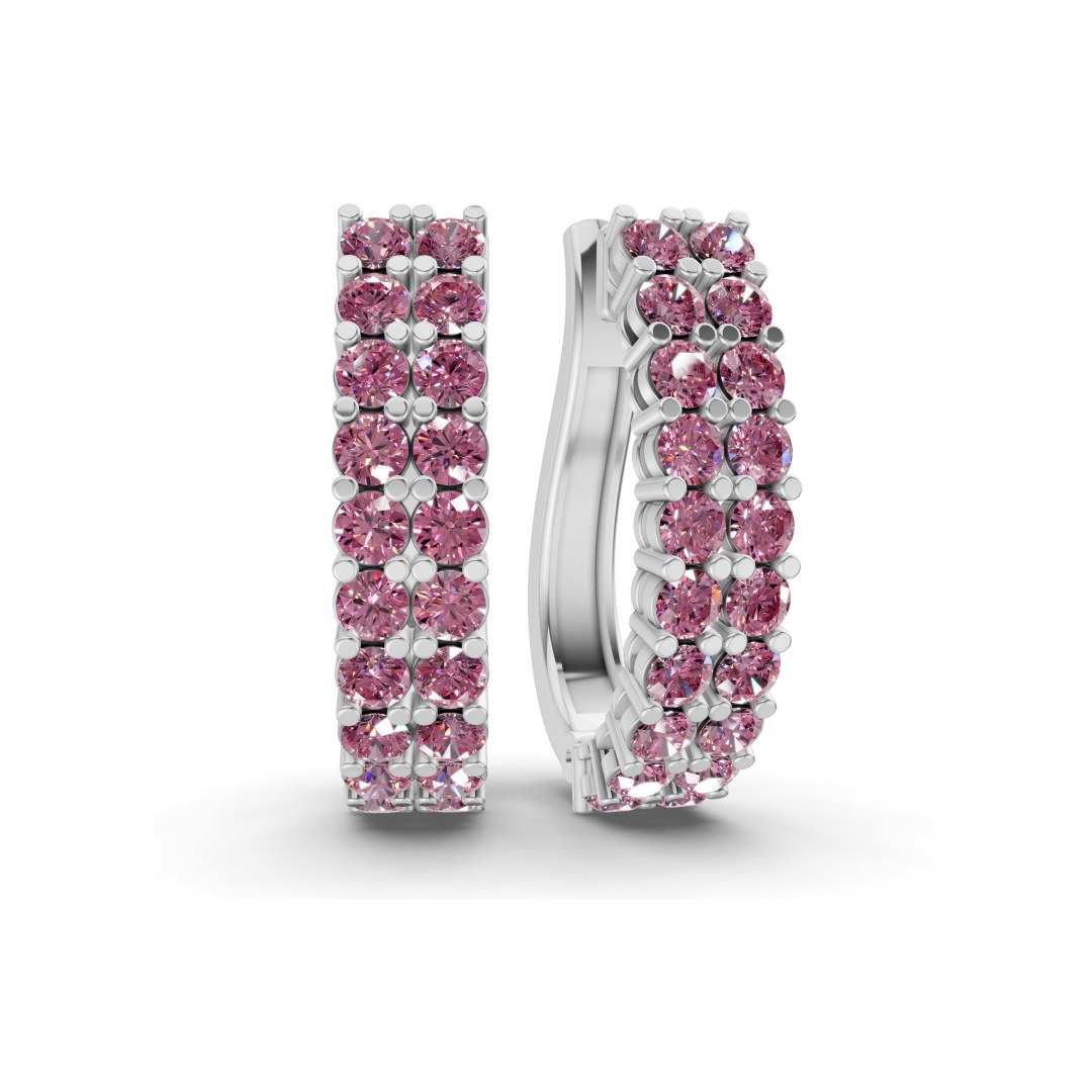9ct White Gold Gracie Double Row Round Lab Diamond Hoop Earrings (1 Ct. Tw.) front image