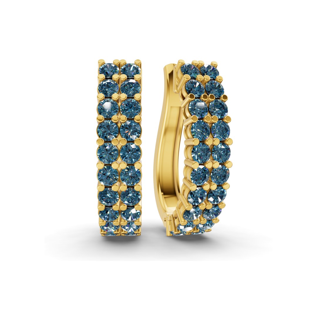 14ct Yellow Gold Gracie Double Row Round Lab Diamond Hoop Earrings (1 Ct. Tw.) front image