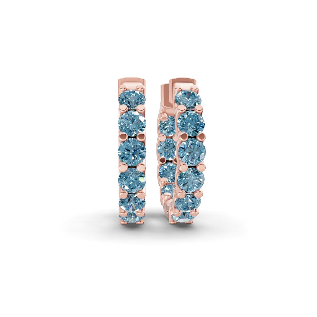 9ct Rose Gold Sirena Round Lab Diamond Hoop Earrings (7 Ct. Tw.) front image