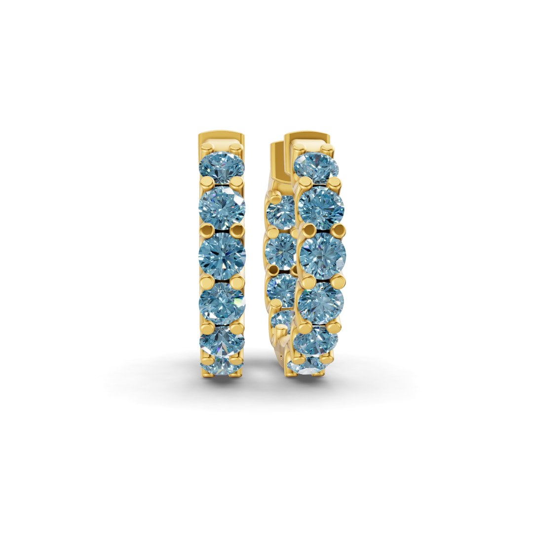 9ct Yellow Gold Sirena Round Lab Diamond Hoop Earrings (7 Ct. Tw.) front image