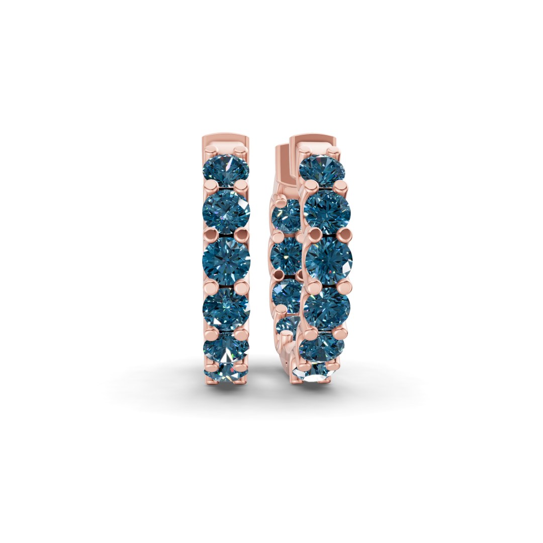9ct Rose Gold Sirena Round Lab Diamond Hoop Earrings (7 Ct. Tw.) front image