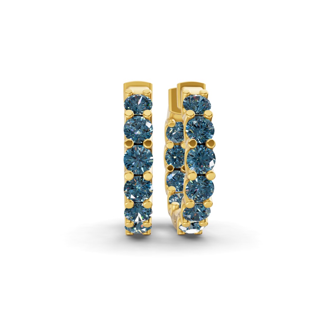 14ct Yellow Gold Sirena Round Lab Diamond Hoop Earrings (7 Ct. Tw.) front image