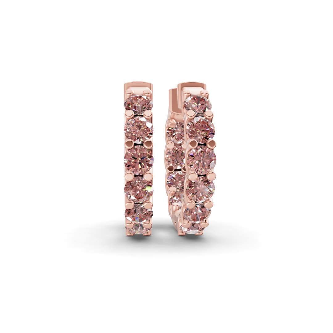 14ct Rose Gold Sirena Round Lab Diamond Hoop Earrings (7 Ct. Tw.) front image