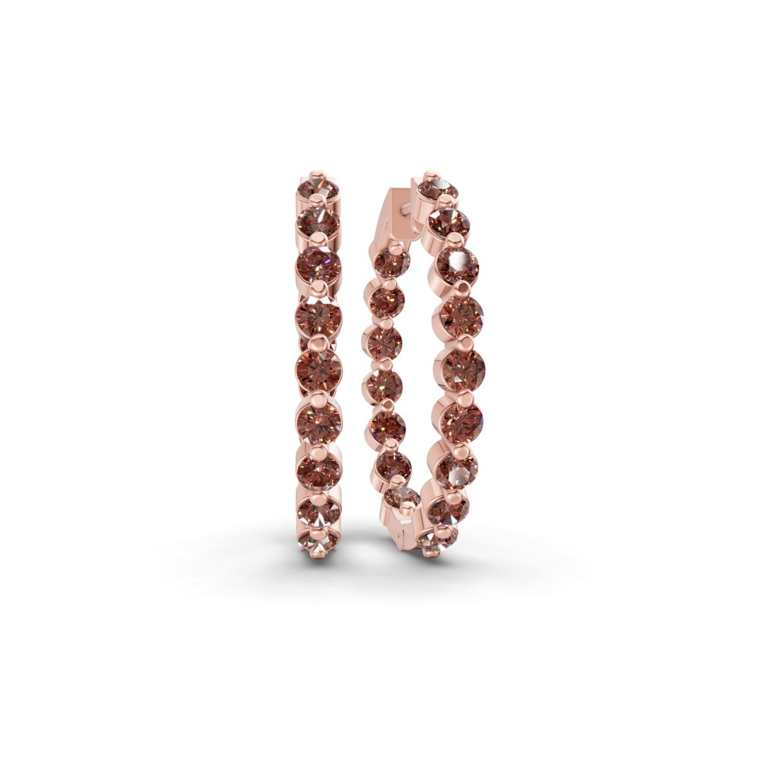 14ct Rose Gold Rylee Round Lab Diamond Hoop Earrings (1 Ct. Tw.) front image