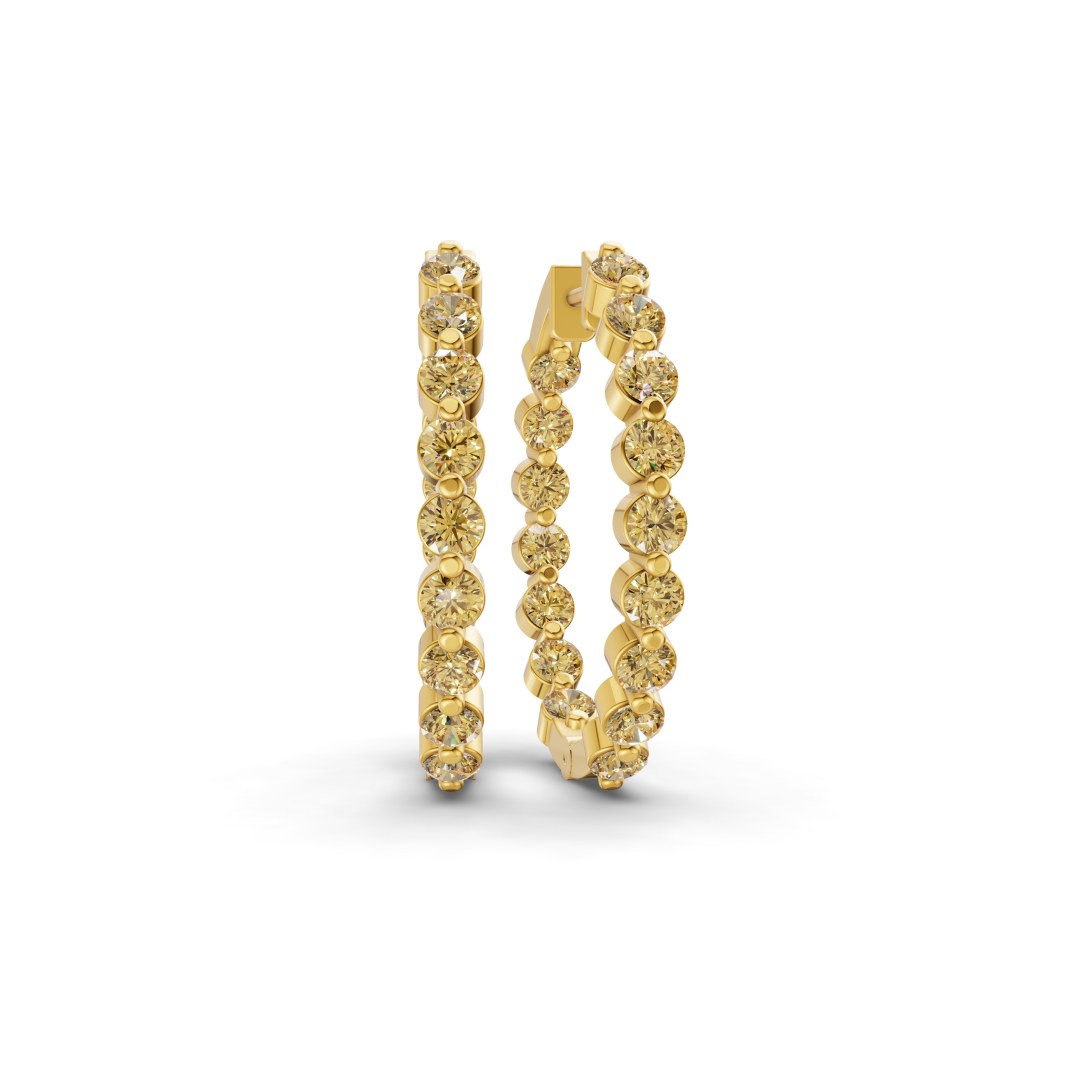 9ct Yellow Gold Rylee Round Lab Diamond Hoop Earrings (1 Ct. Tw.) front image