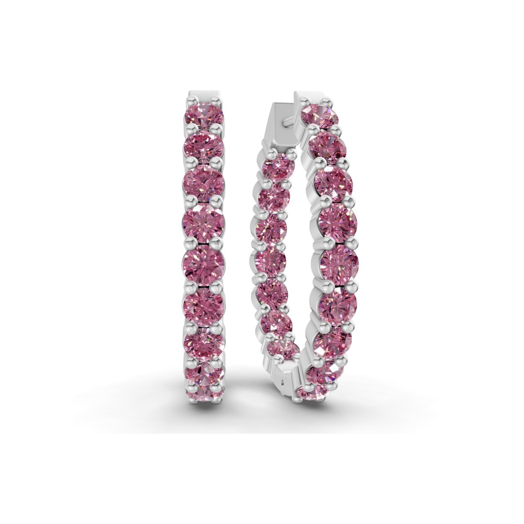 10kt White Gold Isla Round Lab Diamond Hoop Earrings (1 Ct. Tw.) front image