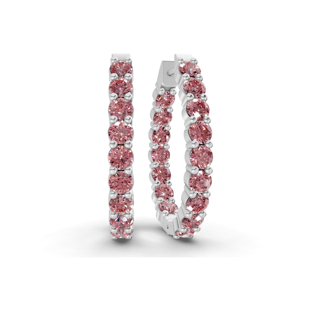 10kt White Gold Isla Round Lab Diamond Hoop Earrings (1 Ct. Tw.) front image