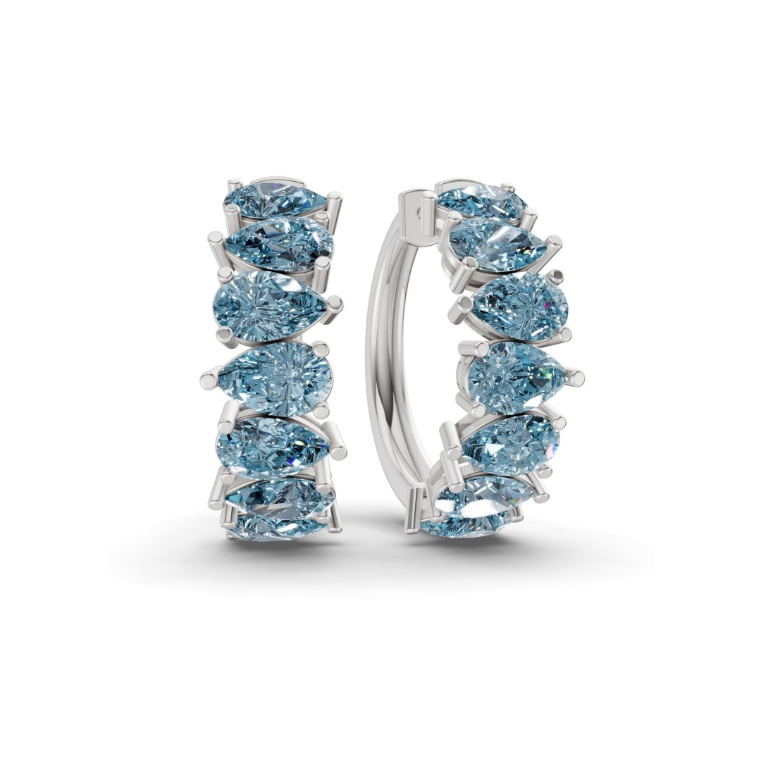 9ct White Gold Eudora Pear Lab Diamond Hoop Earrings (1 Ct. Tw.) front image