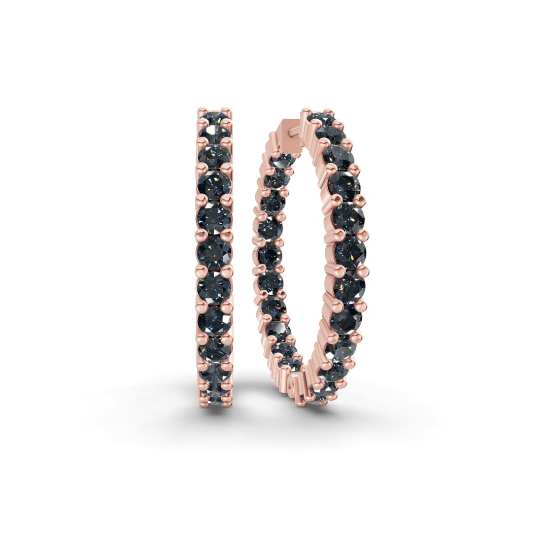 10kt Rose Gold Meara Round Lab Diamond Hoop Earrings (1 Ct. Tw.) front image