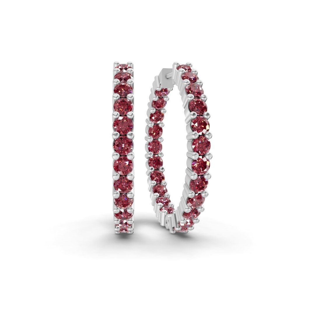 10kt White Gold Meara Round Lab Diamond Hoop Earrings (1 Ct. Tw.) front image