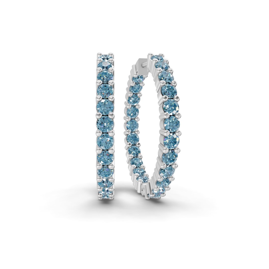 10kt White Gold Meara Round Lab Diamond Hoop Earrings (1 Ct. Tw.) front image