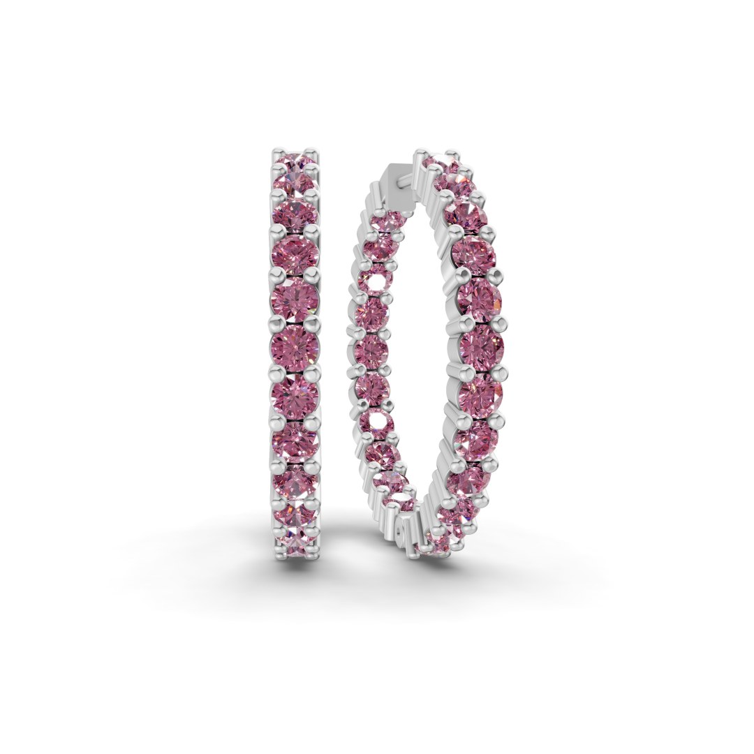 10kt White Gold Meara Round Lab Diamond Hoop Earrings (1 Ct. Tw.) front image