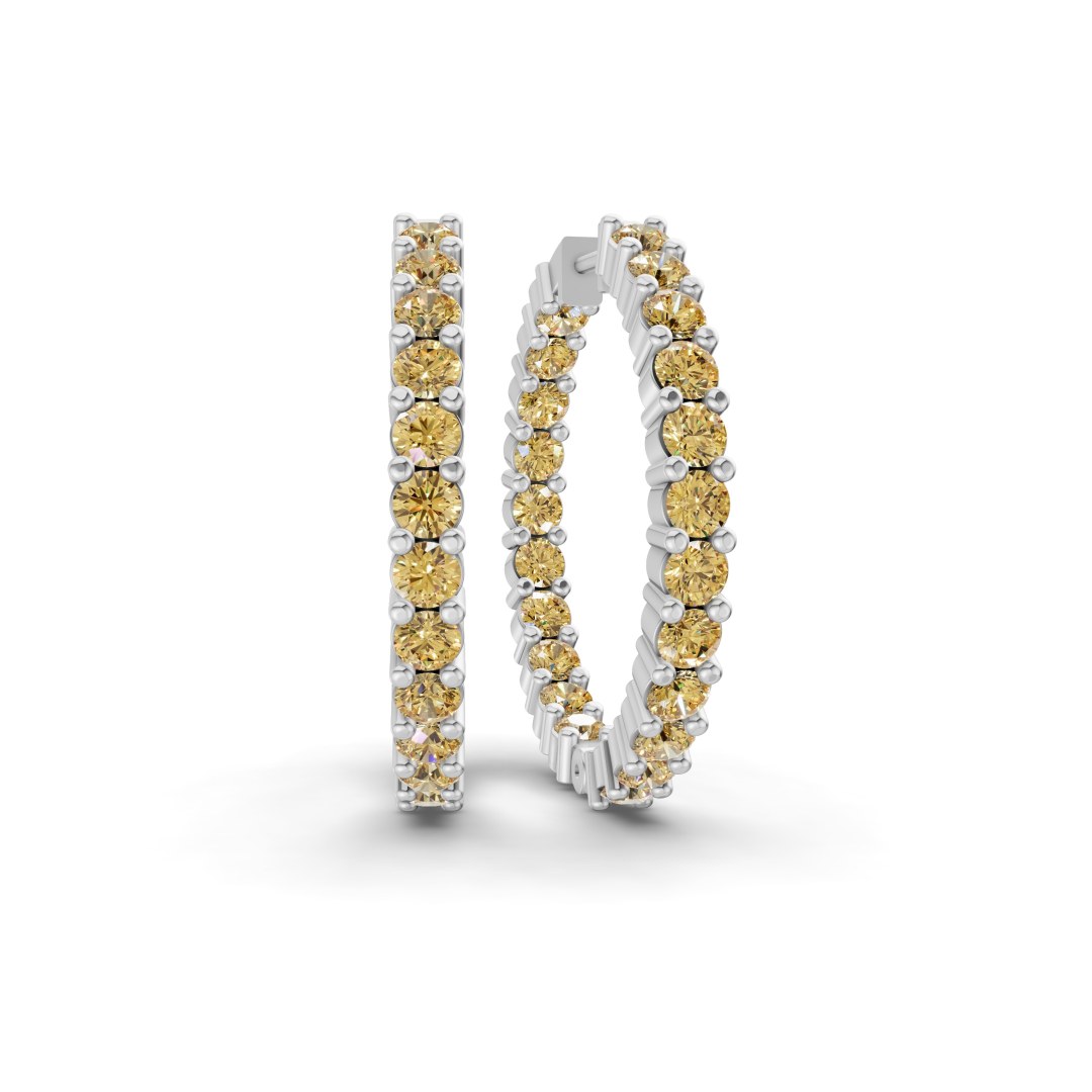 10kt White Gold Meara Round Lab Diamond Hoop Earrings (1 Ct. Tw.) front image