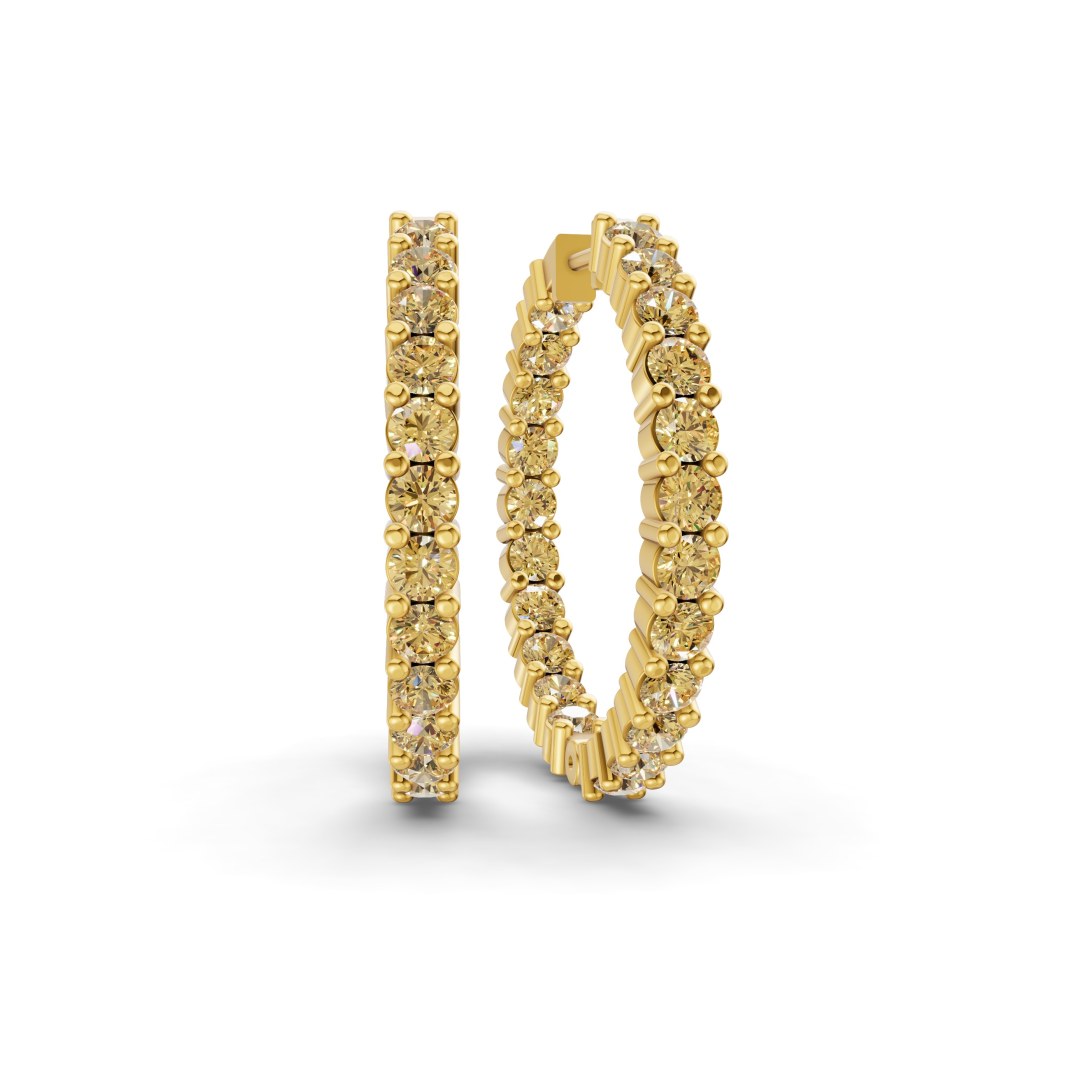 10kt Yellow Gold Meara Round Lab Diamond Hoop Earrings (4 Ct. Tw.) front image