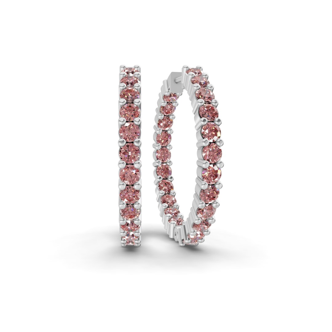 10kt White Gold Meara Round Lab Diamond Hoop Earrings (1 Ct. Tw.) front image