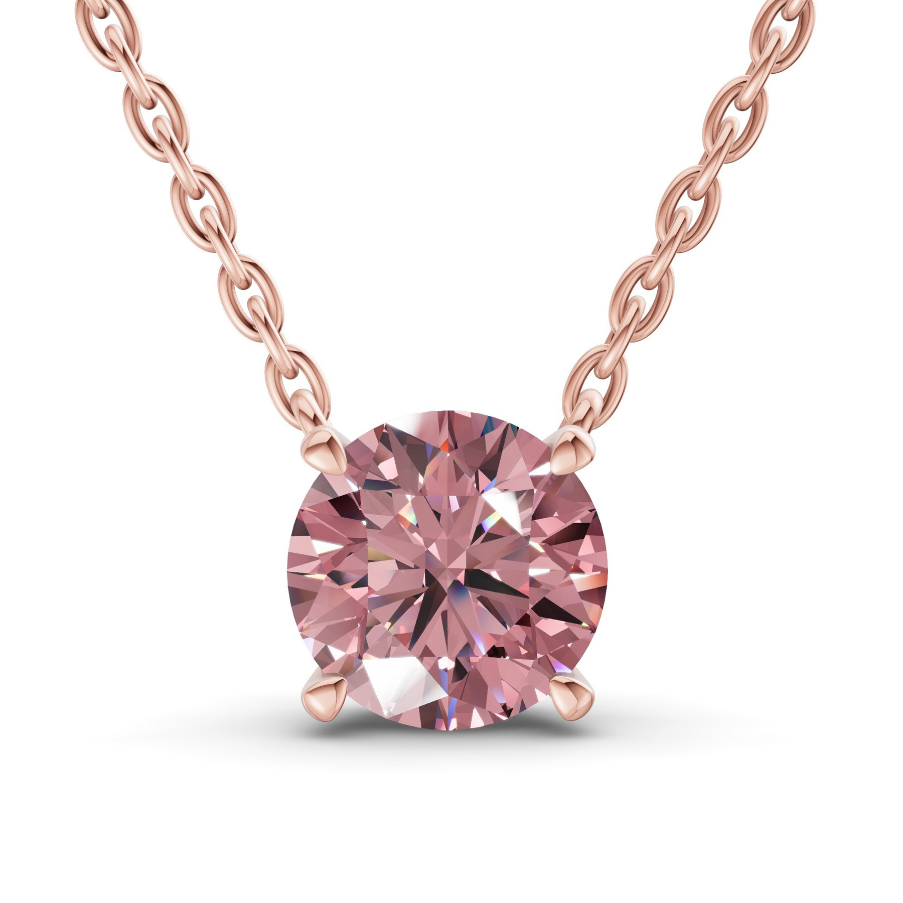 10kt Rose Gold Lluvia Round Lab Diamond Solitaire Necklace (1/2 Ct. Tw.) front image