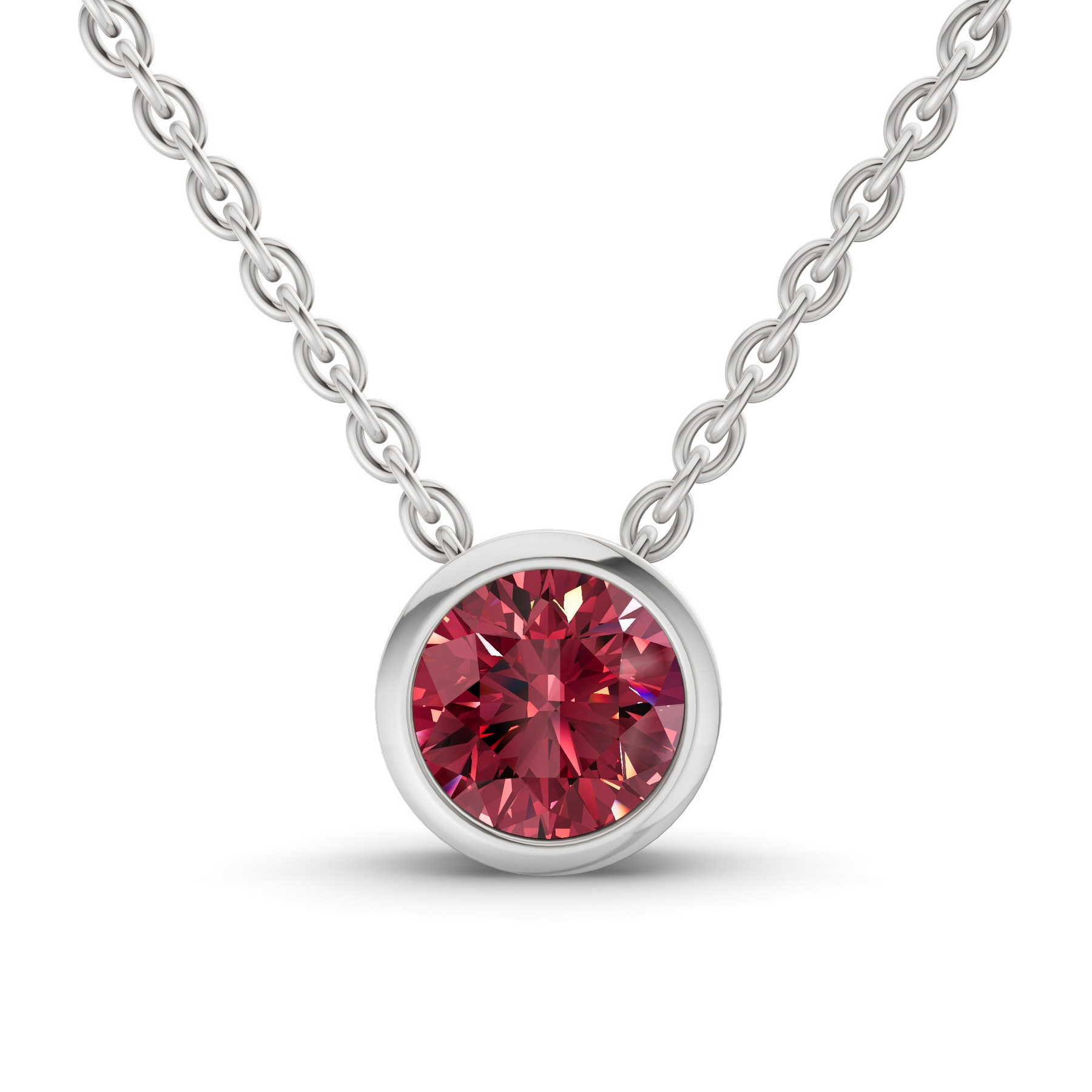 Platinum Agustina Round Bezel Lab Diamond Solitaire Necklace (1/2 Ct. Tw.) front image