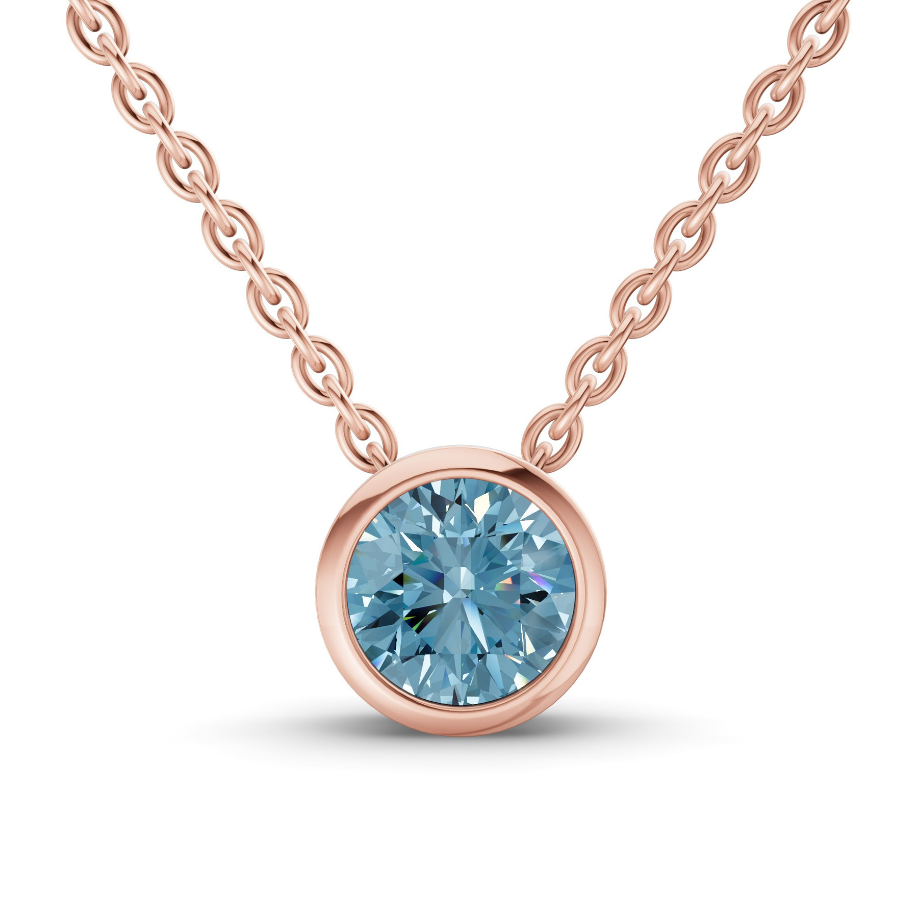 14ct Rose Gold Agustina Round Bezel Lab Diamond Solitaire Necklace (2 Ct. Tw.) front image