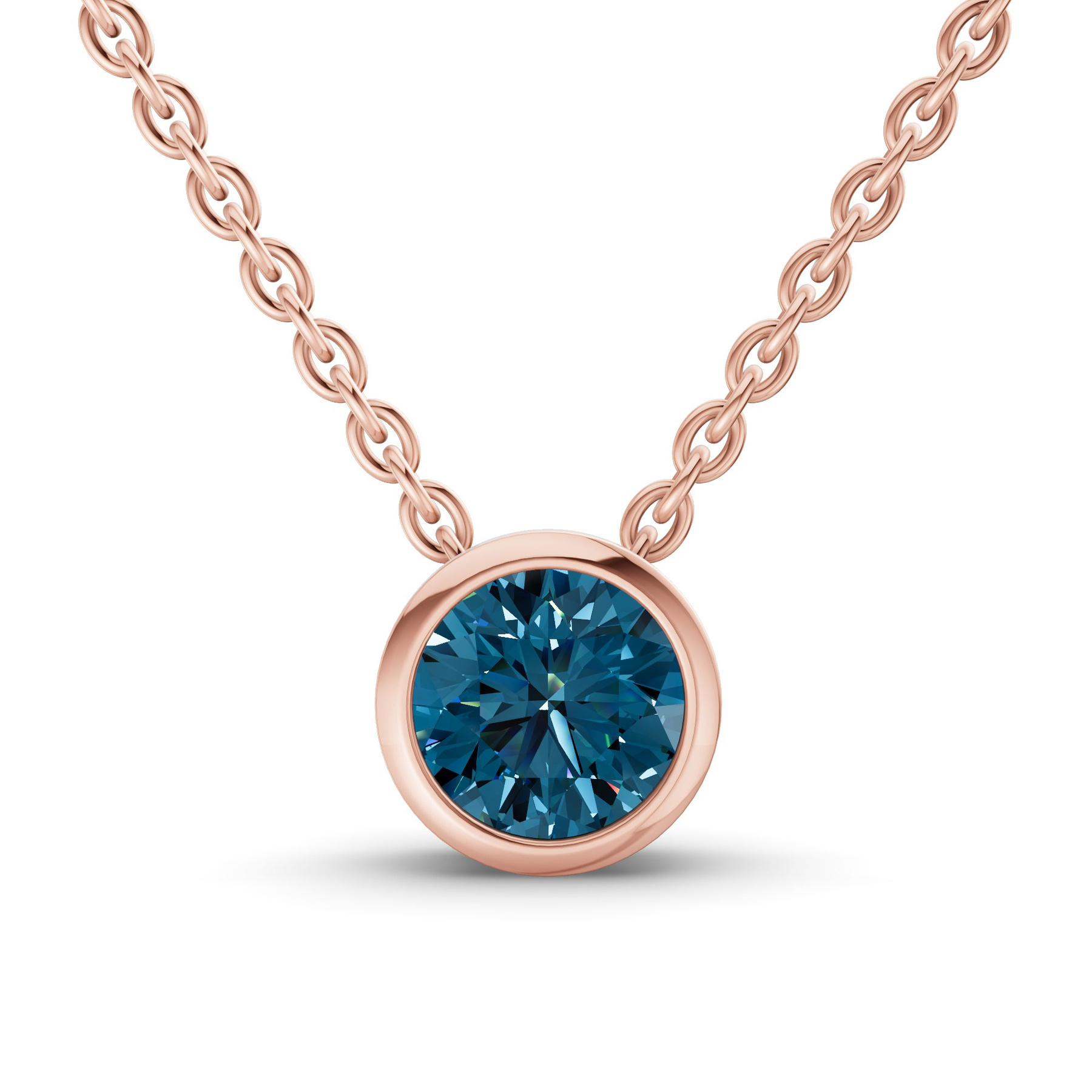 9ct Rose Gold Agustina Round Bezel Lab Diamond Solitaire Necklace (2 Ct. Tw.) front image