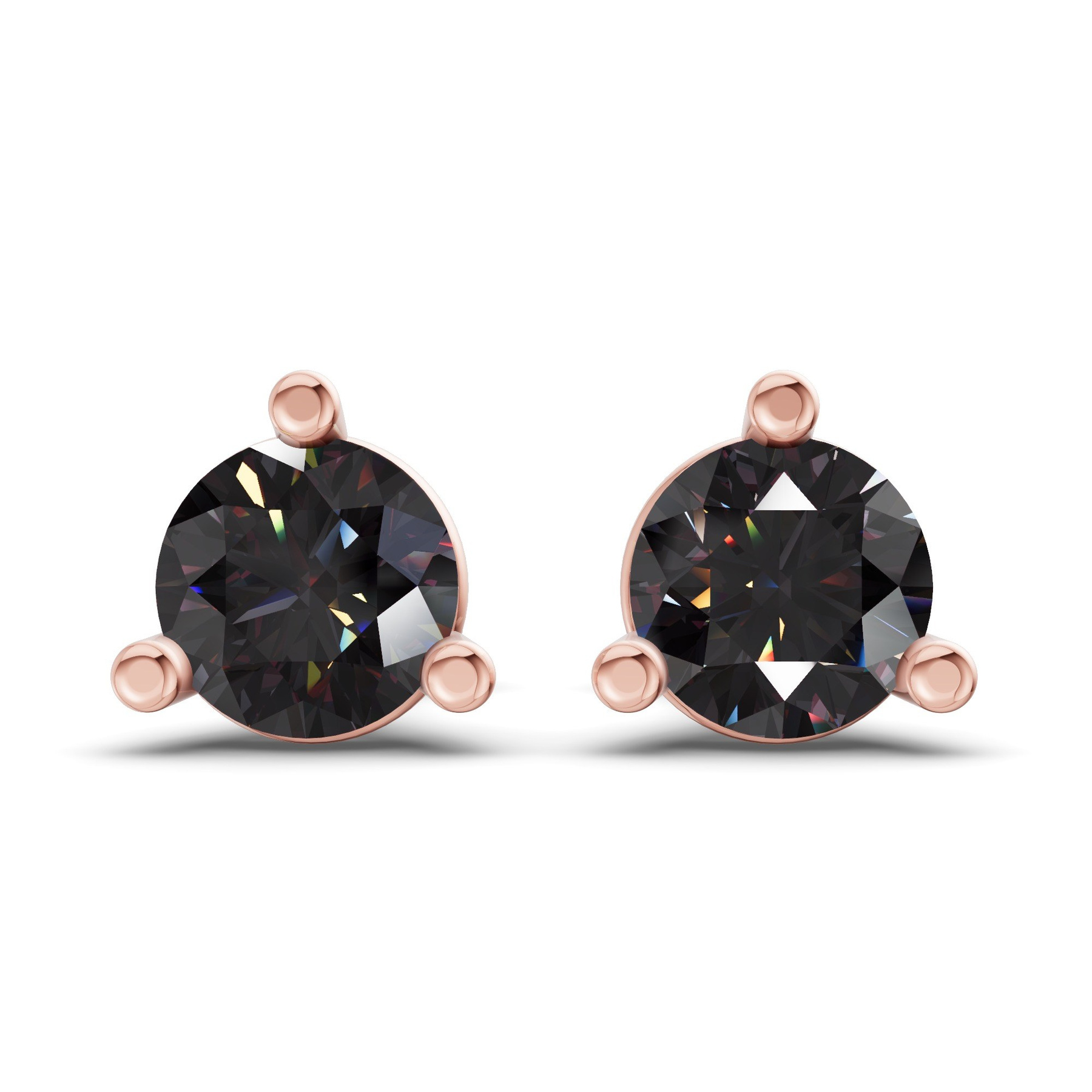 10kt Rose Gold Three Prong Martini Round Lab Diamond Stud Earrings (1 Ct. Tw.) front image