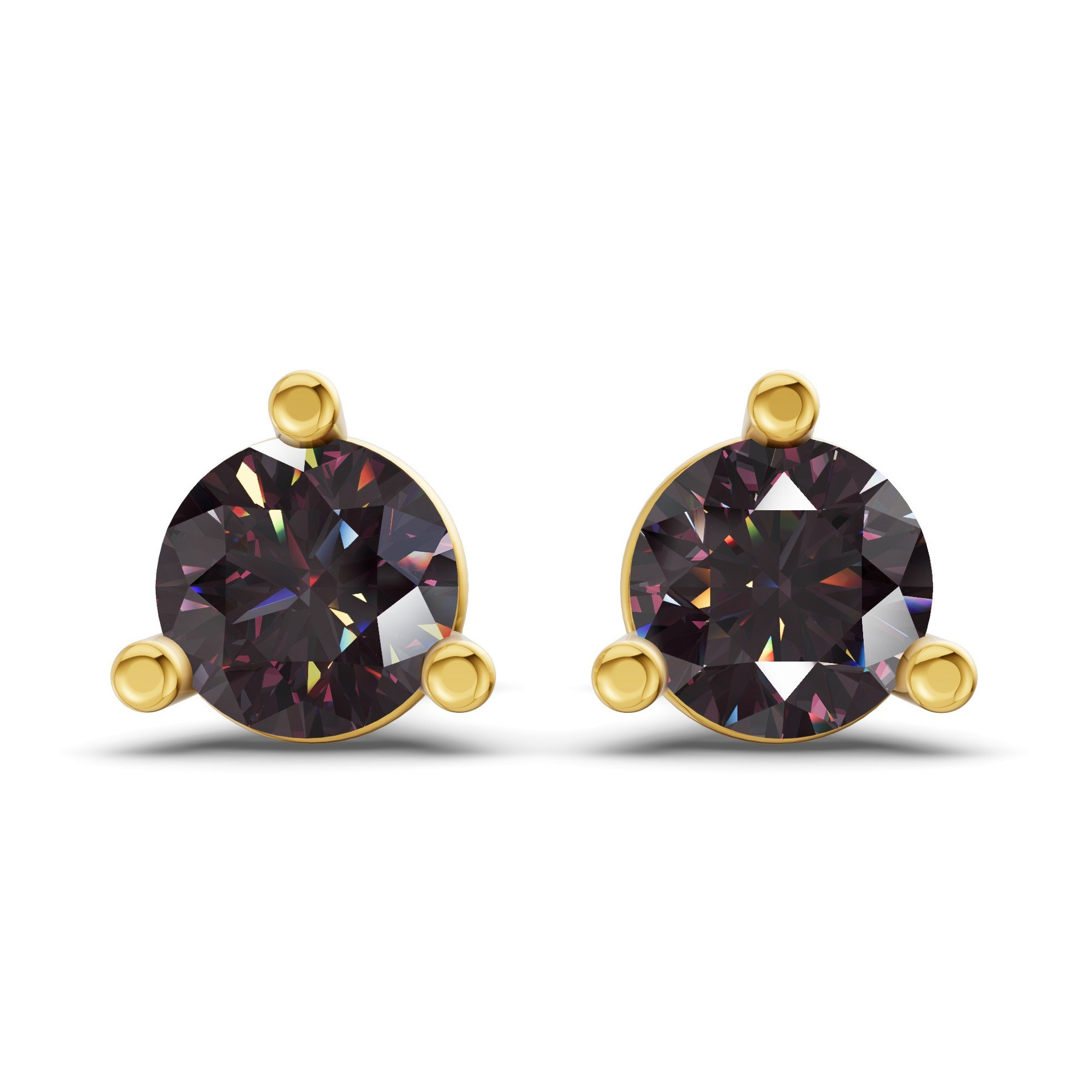 14kt Yellow Gold Three Prong Martini Round Lab Diamond Stud Earrings (1 Ct. Tw.) front image