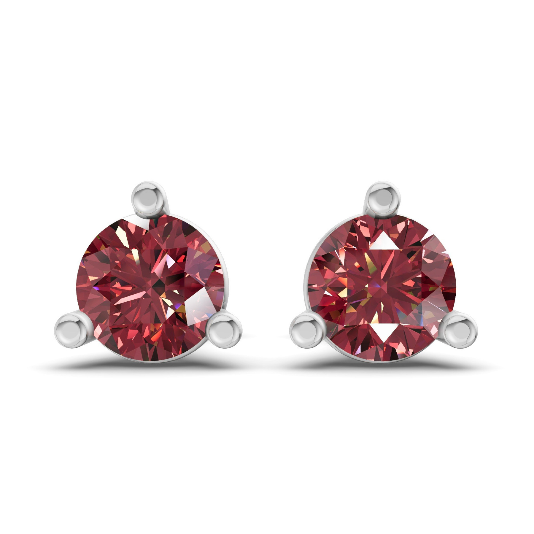 Platinum Three Prong Martini Round Lab Diamond Stud Earrings (1 Ct. Tw.) front image