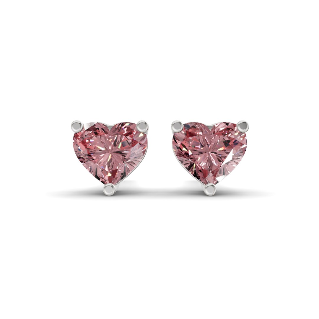 14kt White Gold Three Prong Heart Lab Diamond Stud Earrings (2 Ct. Tw.) front image