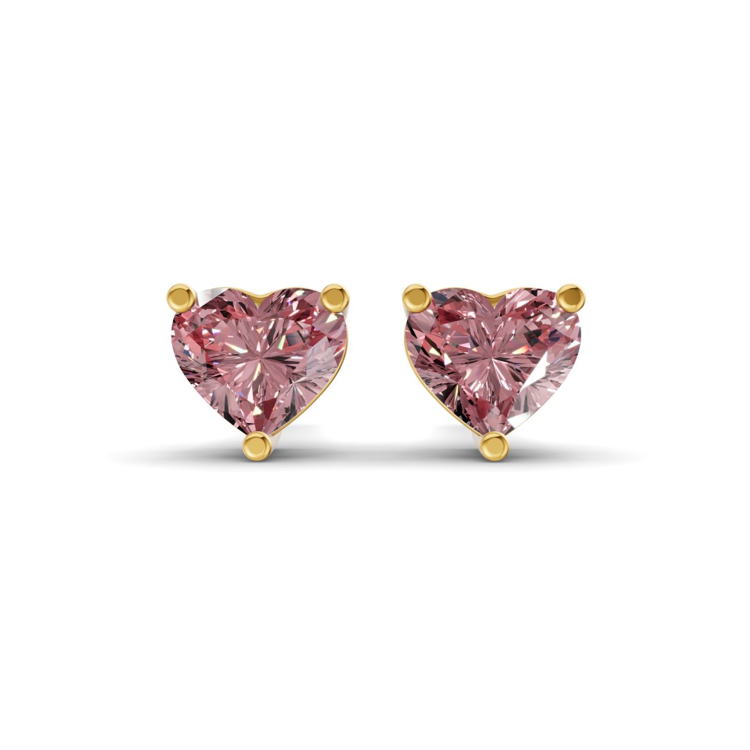 14kt Yellow Gold Three Prong Heart Lab Diamond Stud Earrings (2 Ct. Tw.) front image